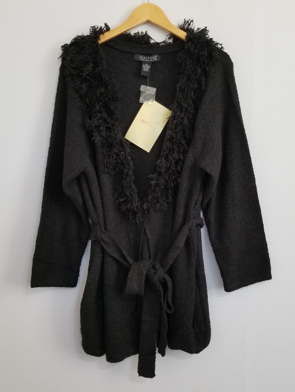 NWT Dialogue Black Fringe Single Button Cardigan Jacket Size 3X